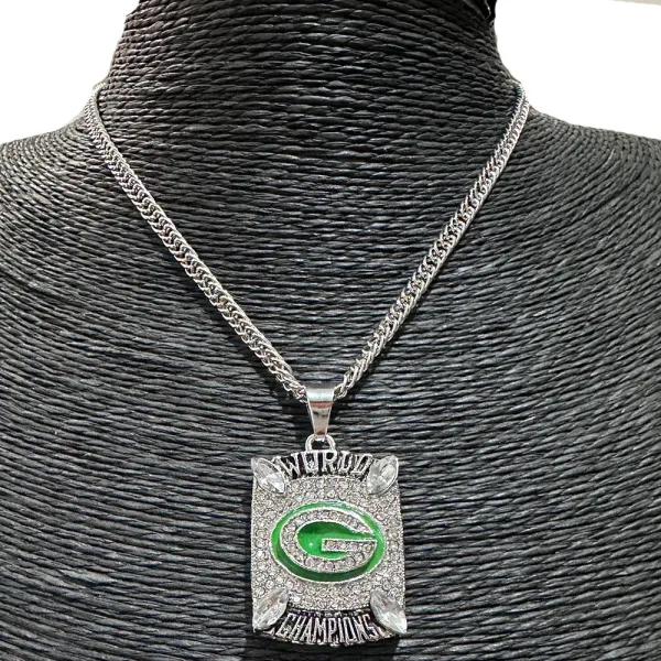 Design Green Bay Packers World Champions Pendant Necklace Silver Jewelry - 1