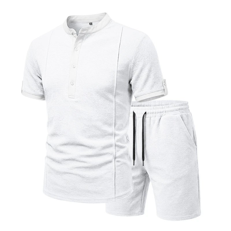 Henley Short Sleeve Set White