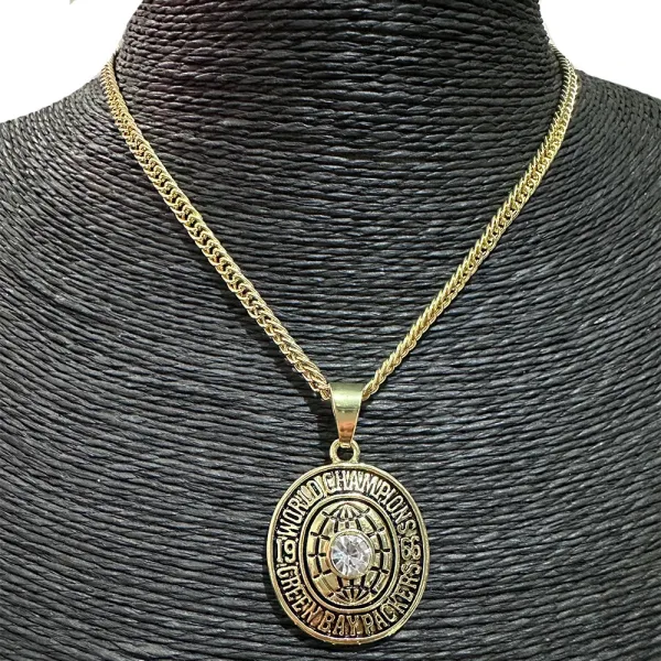 Design Green Bay Packers World Champions Pendant Necklace Silver Jewelry - 5