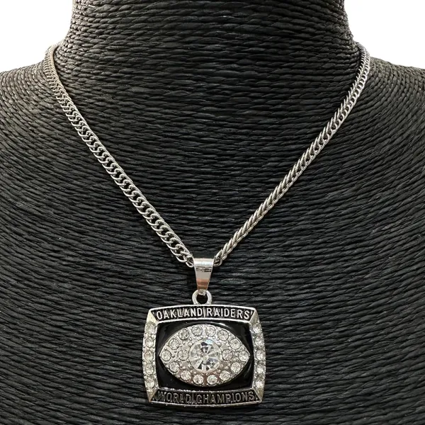 Design Oakland Raiders World Champions Pendant Necklaces Silver Crystal Jewelry - 2
