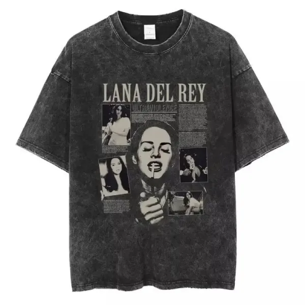 Design Lana Del Rey Ultraviolence Graphic Washed Black T-Shirt T-Shirts - 1