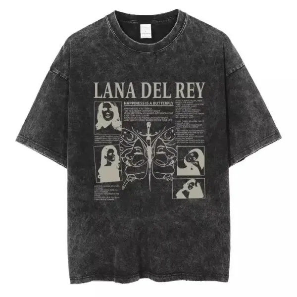 Design Lana Del Rey Happiness Is A Butterfly Acid Wash T-Shirt T-Shirts - 1