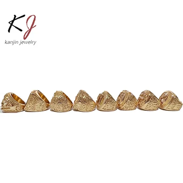 Design Kanjin Jewelry Custom Football Championship Ring Gold Jewelry - 11