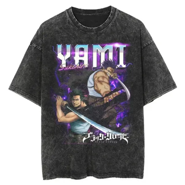 Design Black Clover Yami Sukehiro Acid Wash T-Shirt T-Shirts - 1