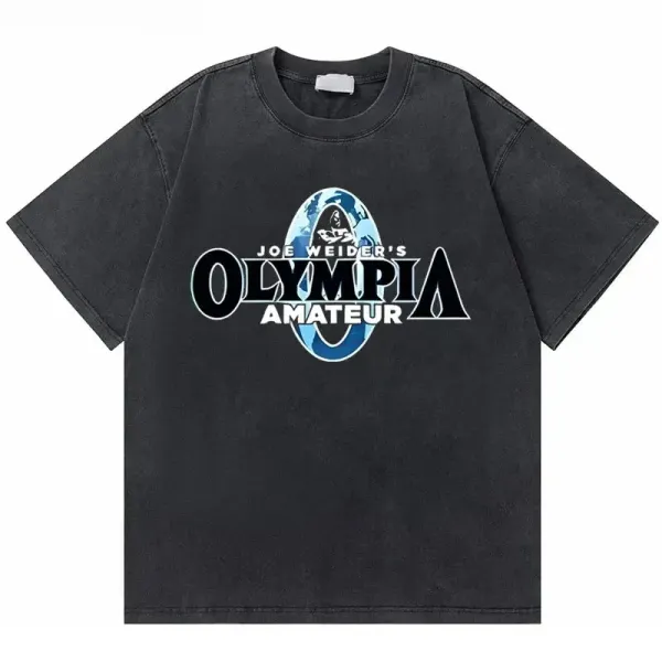 Design Joe Weider's Olympia Amateur Black Washed T-Shirt T-Shirts - 1