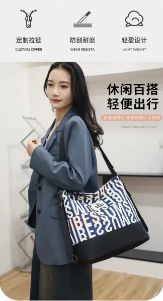 Design Bufan Collection Letter Print Navy Blue Shoulder Bag Shoulder Bags - 6