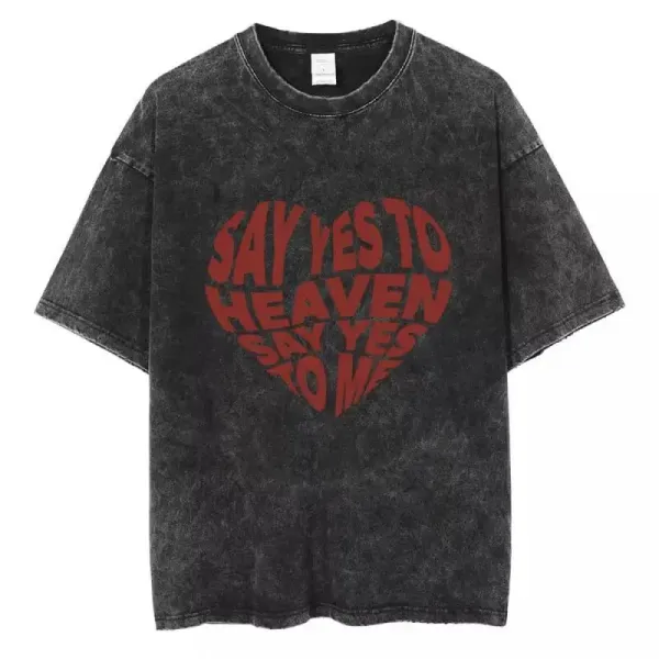 Design 'Say Yes to Heaven' Acid Wash Black T-Shirt - 1