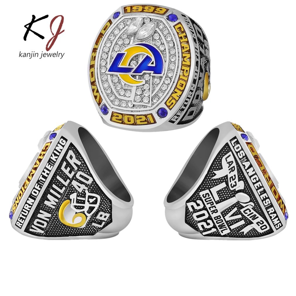 Design Kanjin Jewelry Custom NFL Championship Rings Set Silver Black Gold Jewelry Accessories - 10