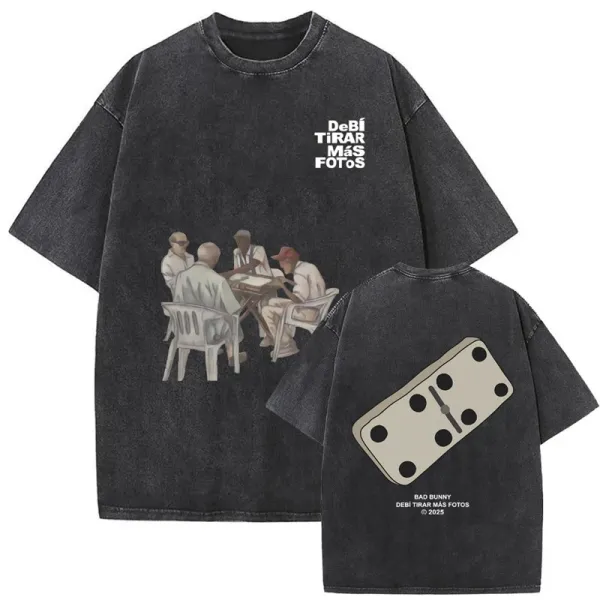 Badfriend Bad Bunny x Debi Tirar Más Fotos Oversized Washed Black T-Shirt T-Shirts - 1