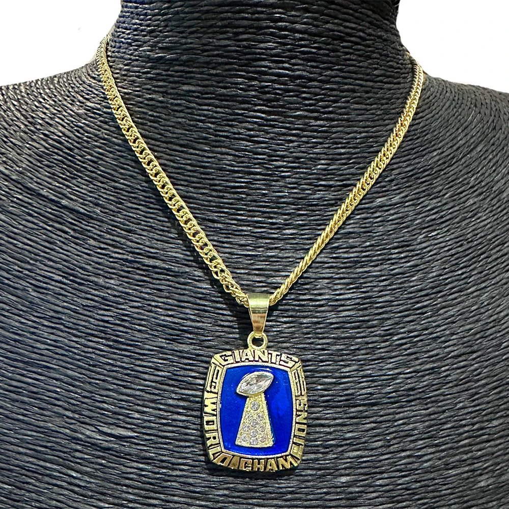 Design New York Giants Super Bowl Championship Pendant Necklaces Set Gold and Silver Chain Jewelry - 5