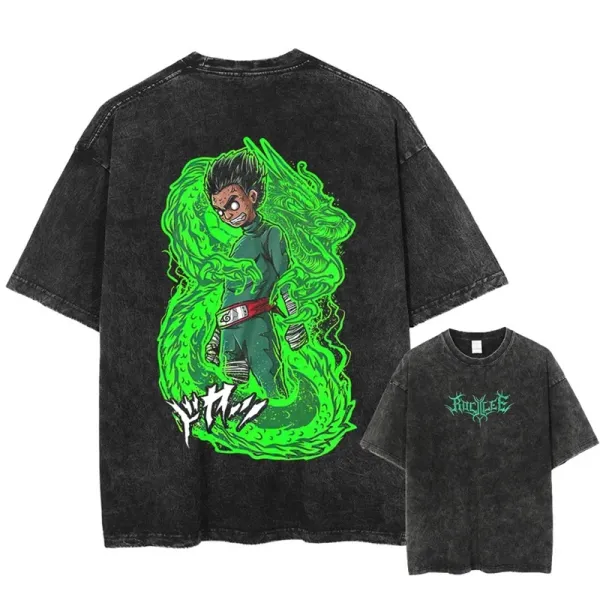 Design Rocklee Green Chakra Naruto Graphic Oversized T-Shirt - 1