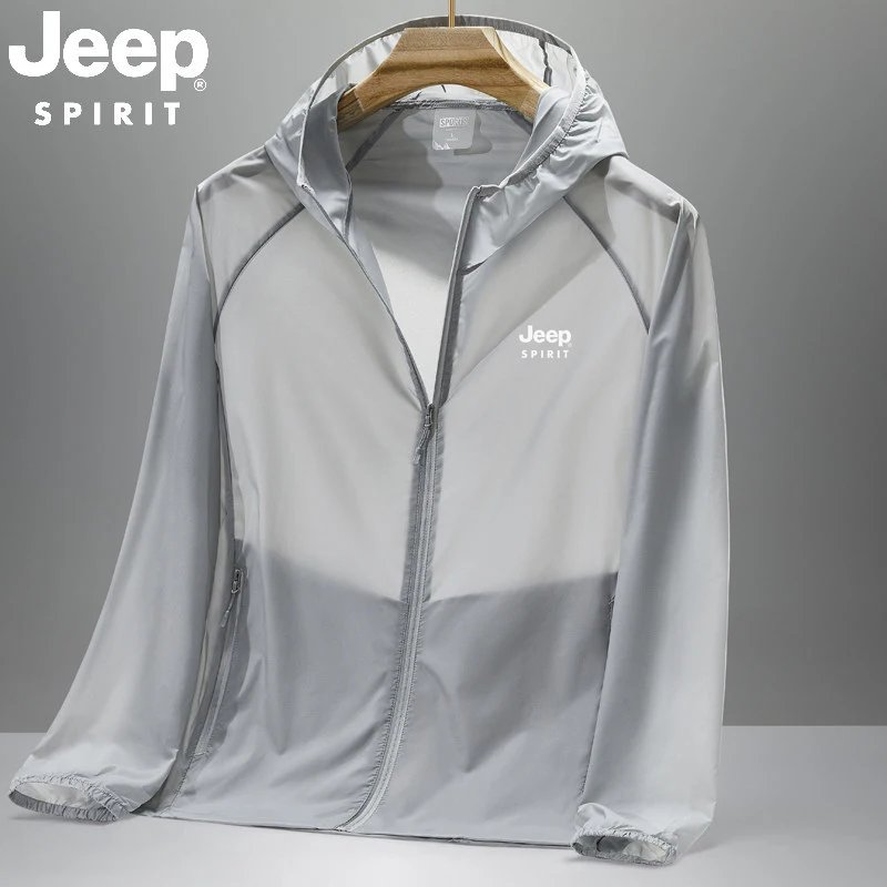 JEEP SPIRIT Men's Ice Silk Quick-Dry Sun Protection Shirt Summer Lightweight Plus Size Fishing Lightweight Sun Protection Clothing