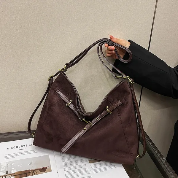 Design Suede Hobo Bag Burgundy Shoulder Bag - 1