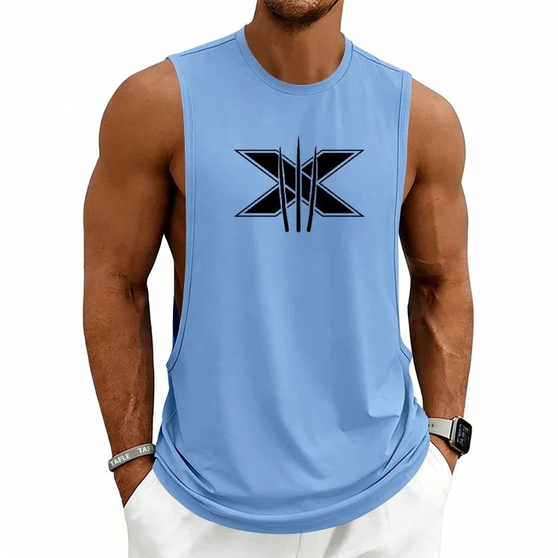 Design Graphic Logo Beige Muscle Tank Top Vest Top - 74