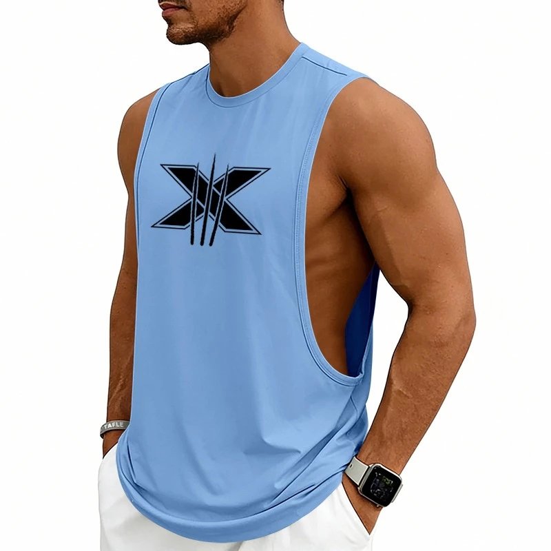 Design Graphic Logo Beige Muscle Tank Top Vest Top - 76