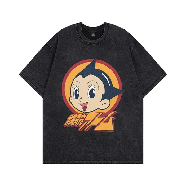 Astro Boy x Design T-Shirt Black Washed Graphic Tee - 1
