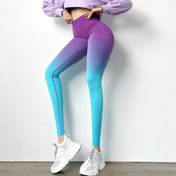 Design Gradient Ombre High-Waist Leggings Multicolor - 1