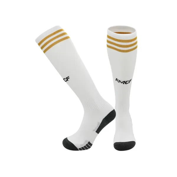 Real Madrid CF Home Socks White with Gold Stripes Socks - 1
