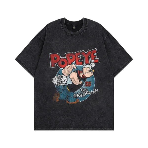 Design Popeye x Unknown Brand Vintage Wash T-Shirt Black T-Shirts - 1