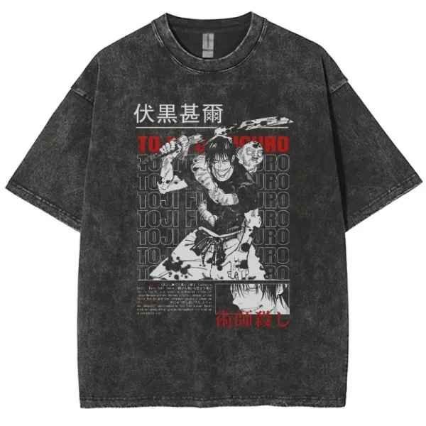 Design Toji Fushiguro Acid Wash Black T-Shirt - 1