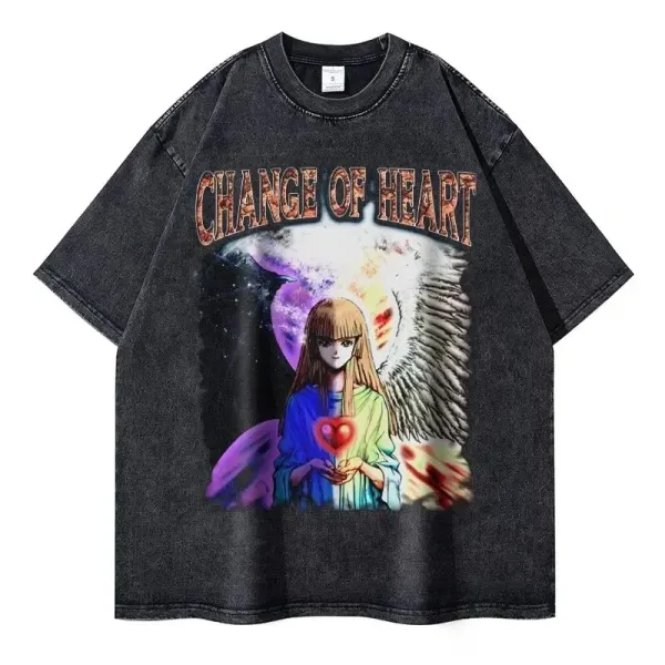 Design Change of Heart Graphic Oversized T-Shirt Black - 1