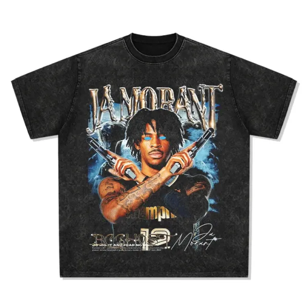 Design Ja Morant Graphic Washed Black T-Shirt - 1