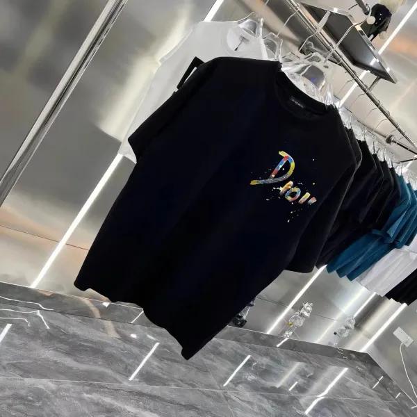 Dior Paint Splatter Logo Black T-Shirt - 4