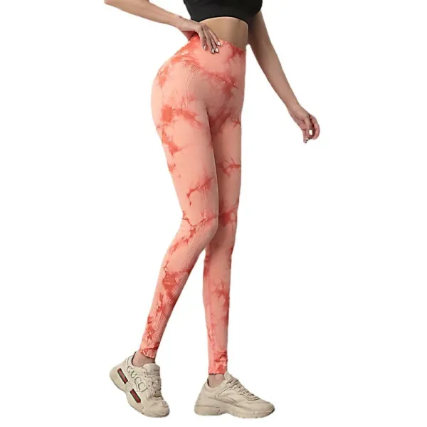 Design Tie-Dye Ribbed High-Waist Leggings Multicolor - 1