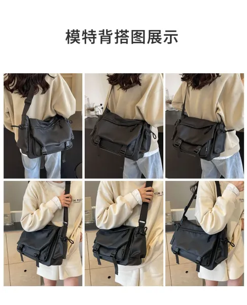 Design Utility Messenger Bag Black Crossbody Bag - 14