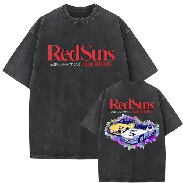 Design Red Suns Akagi Redsuns Graphic Oversized T-Shirt Black T-Shirts - 1