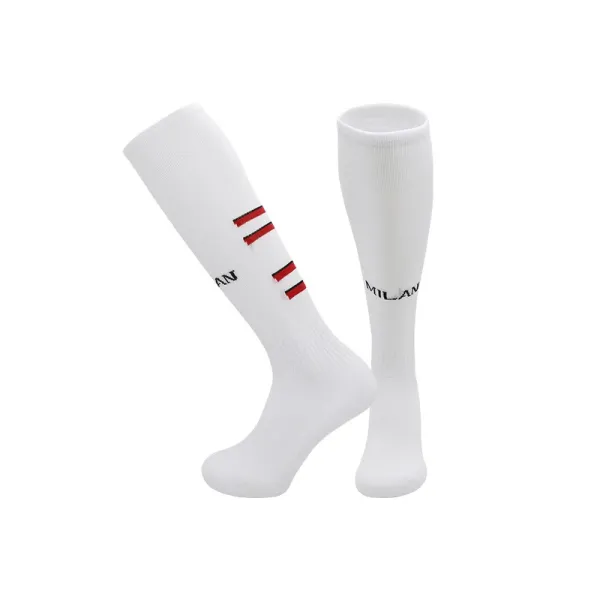 AC Milan White Knee-High Socks with Red Stripes - 1