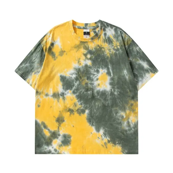 Design Tie-Dye Oversized T-Shirt Yellow Green - 1