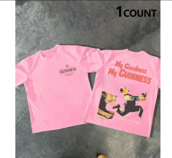 Design Guinness My Goodness Pink Graphic T-Shirt T-Shirts - 1