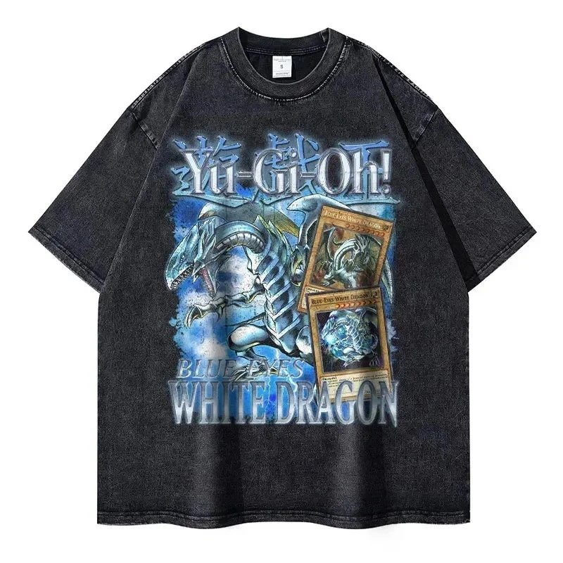 Design Yu-Gi-Oh! Blue Eyes White Dragon Graphic T-Shirt Black T-Shirts