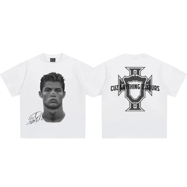 Design Cuz Anything Is Yours Cristiano Ronaldo Portrait T-Shirt White T-Shirts - 1