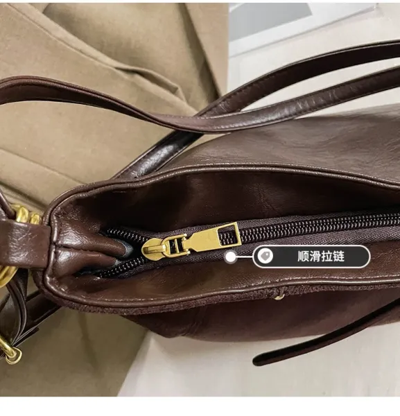 Design Suede Hobo Bag with Brown Leather Trim Black - 15