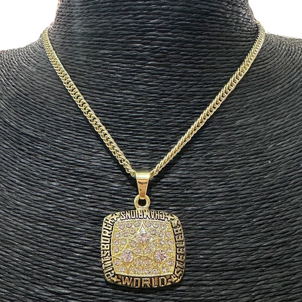 Design Pittsburgh Steelers World Champions Pendant Necklace Gold Jewelry - 4