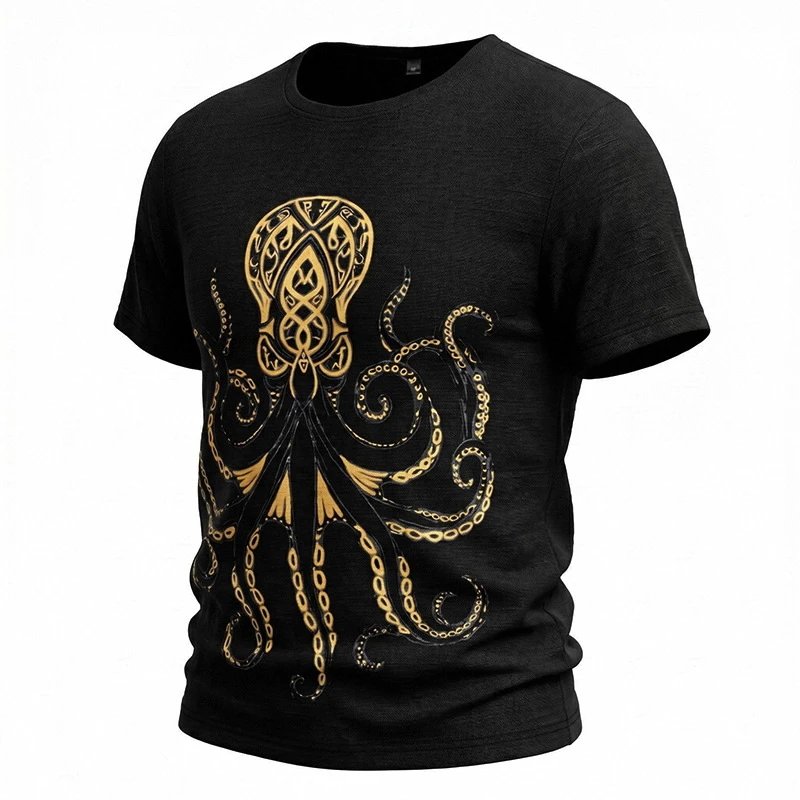 Design Octopus Embroidery Dusty Rose T-Shirt - 36