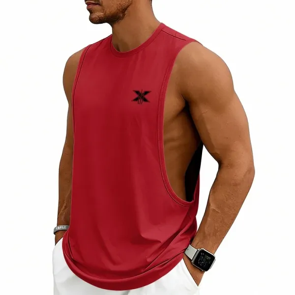 Design X Logo Cut-Out Sleeveless Tank Beige Vest-Top - 26