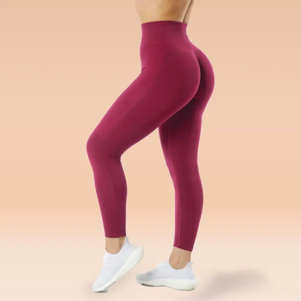 Design High-Waisted Sculpting Leggings Burgundy Activewear - 1