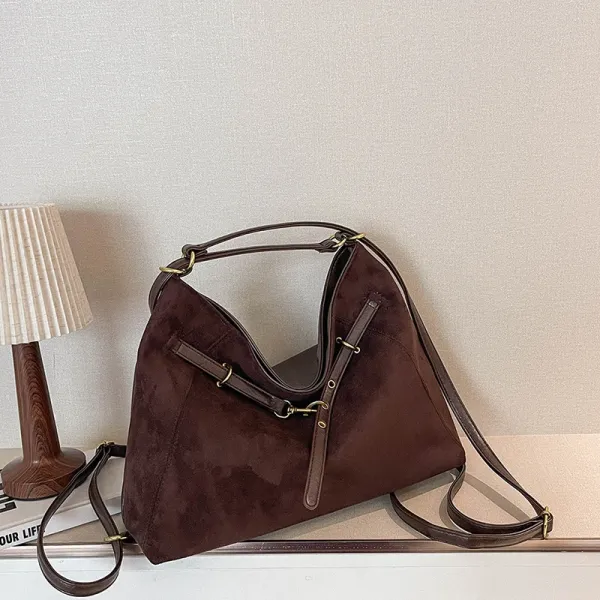 Design Suede Hobo Bag Brown Shoulder Bag - 1