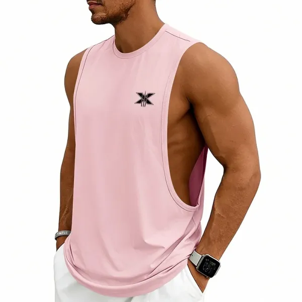 Design X Logo Cut-Out Sleeveless Tank Beige Vest-Top - 36