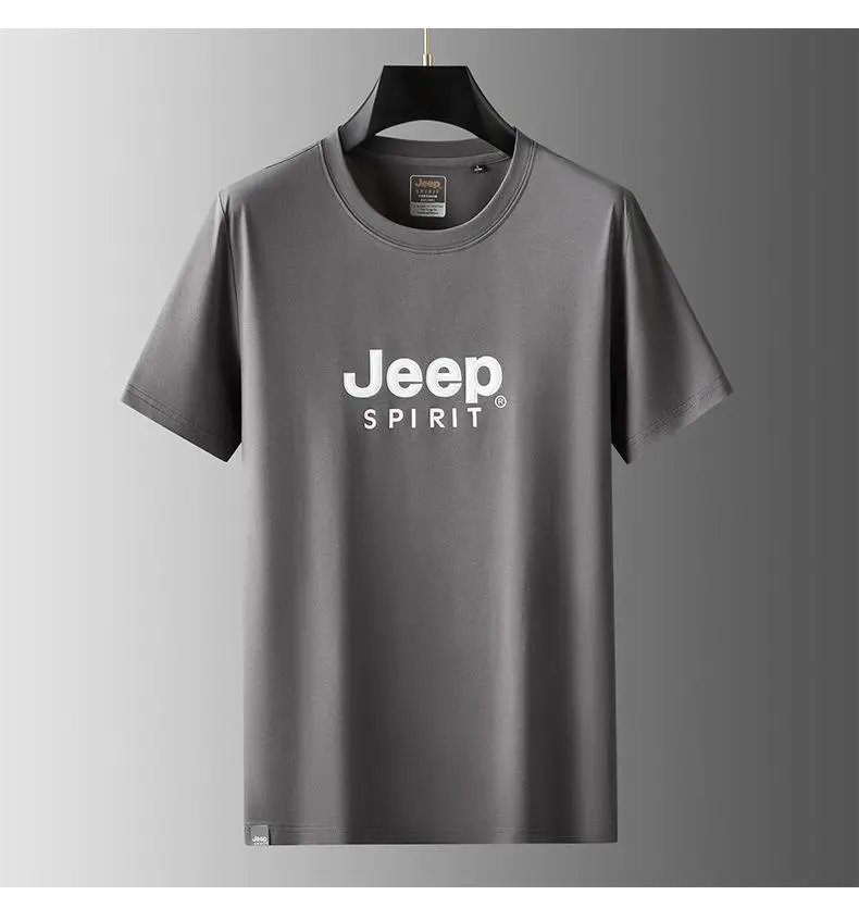 Design Jeep Spirit Logo Print Olive Green T-Shirt T-Shirts - 11