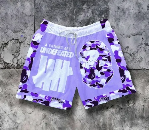 Undefeated x A Bathing Ape Blue Camo Basketball Shorts - 7
