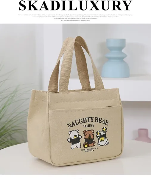 Design Naughty Bear Three Canvas Tote Bag Beige Tote Bag - 26