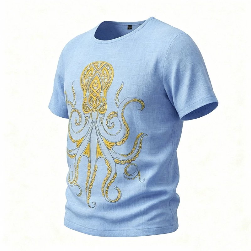 Design Octopus Embroidery Dusty Rose T-Shirt - 60
