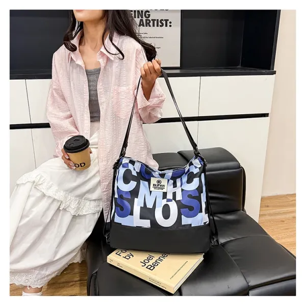 Design Bufan Collection Letter Print Navy Blue Shoulder Bag Shoulder Bags - 29