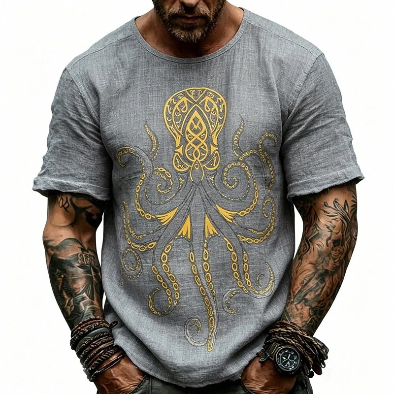 Design Octopus Embroidery Dusty Rose T-Shirt - 63