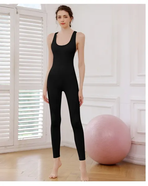 Design Racerback Cutout Bodysuit Black Activewear - 17