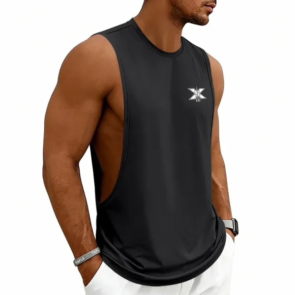 Design X Logo Cut-Out Sleeveless Tank Beige Vest-Top - 47